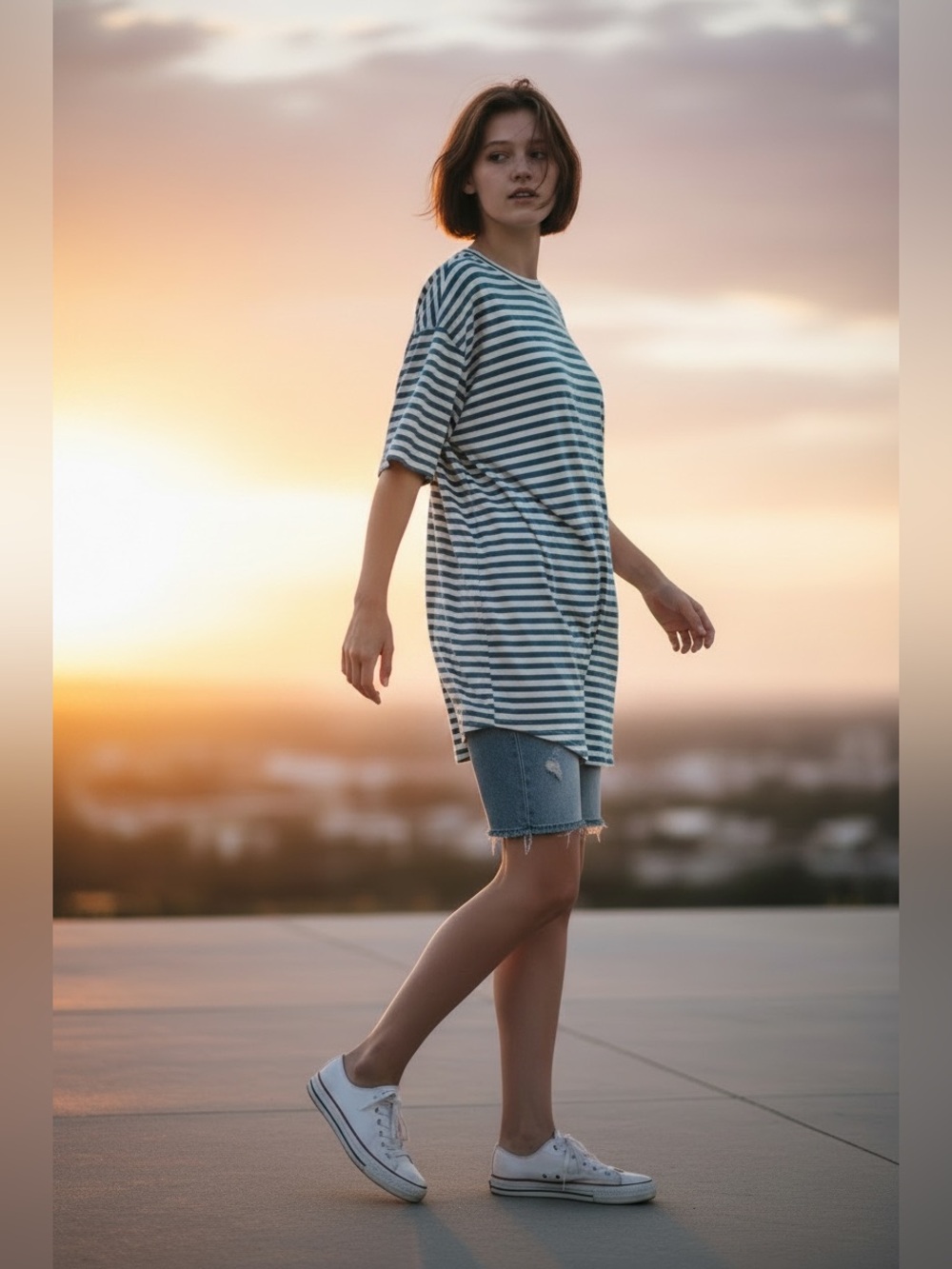 Women’s Yana K one size coastal beach casual nautical preppy stretchy tee S M L